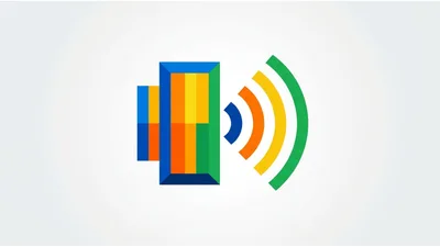 Abstract Colorful Speaker Icon With Sound Waves