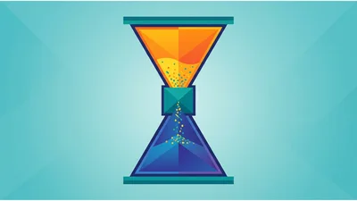 Stylized Digital Hourglass With Falling Sand Particles