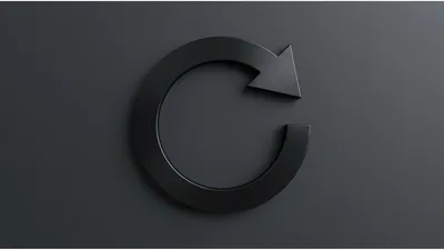 3D Rendered Black Circular Refresh Arrow Icon