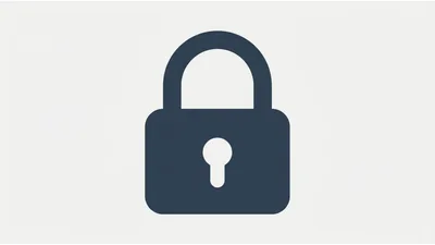Minimalist Dark Blue Padlock Icon On Light Background