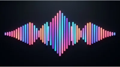 Neon Glowing Audio Waveform Visualization