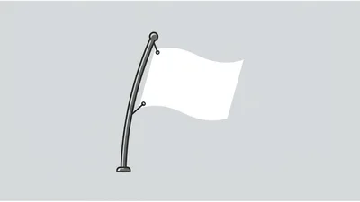 White Flag Waving on a Metal Pole