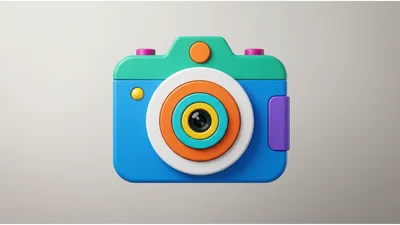 3D Rendered Colorful Toy Camera Icon