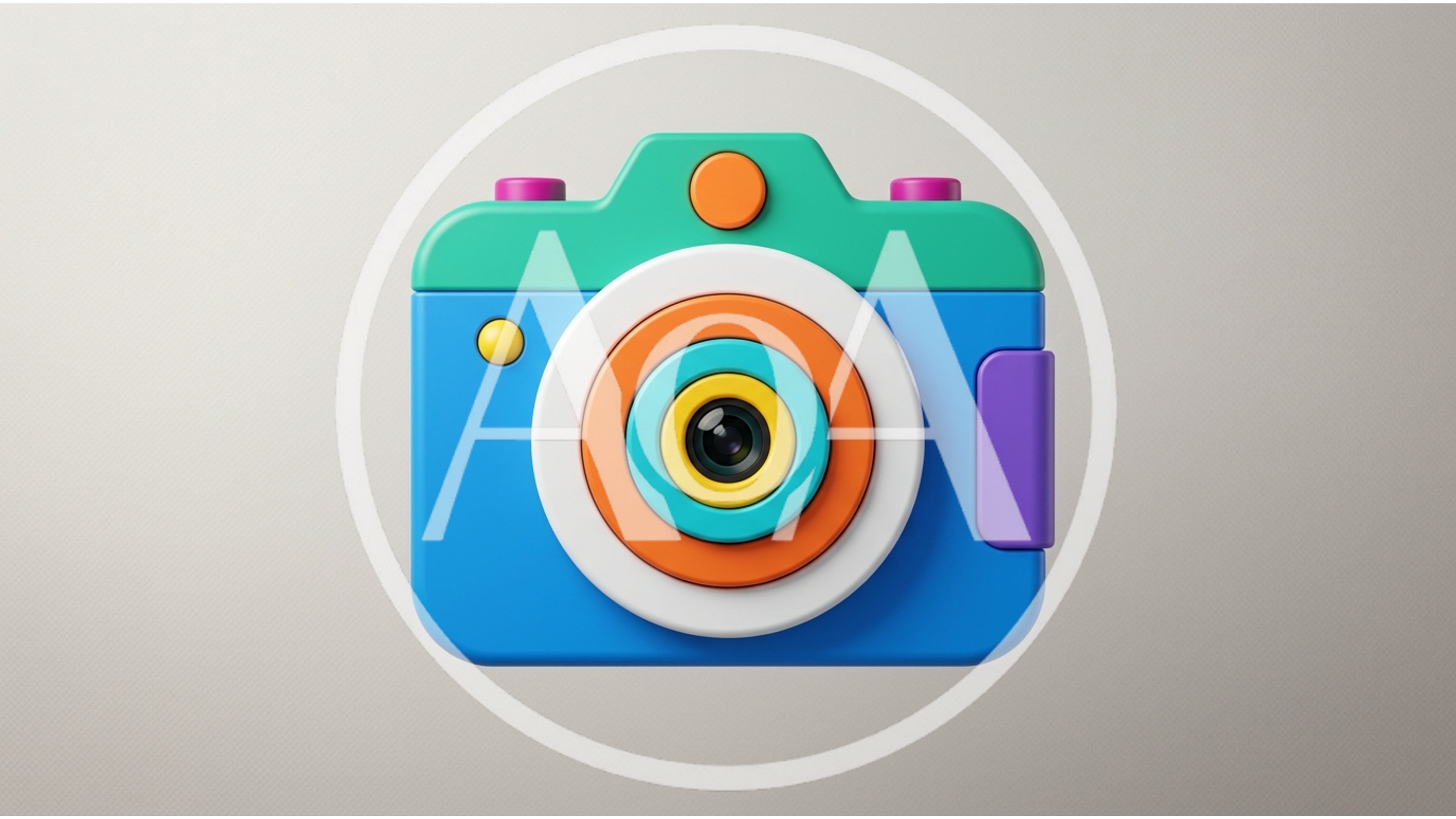 3D Rendered Colorful Toy Camera Icon