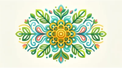 Symmetrical Floral Mandala Ornament Illustration