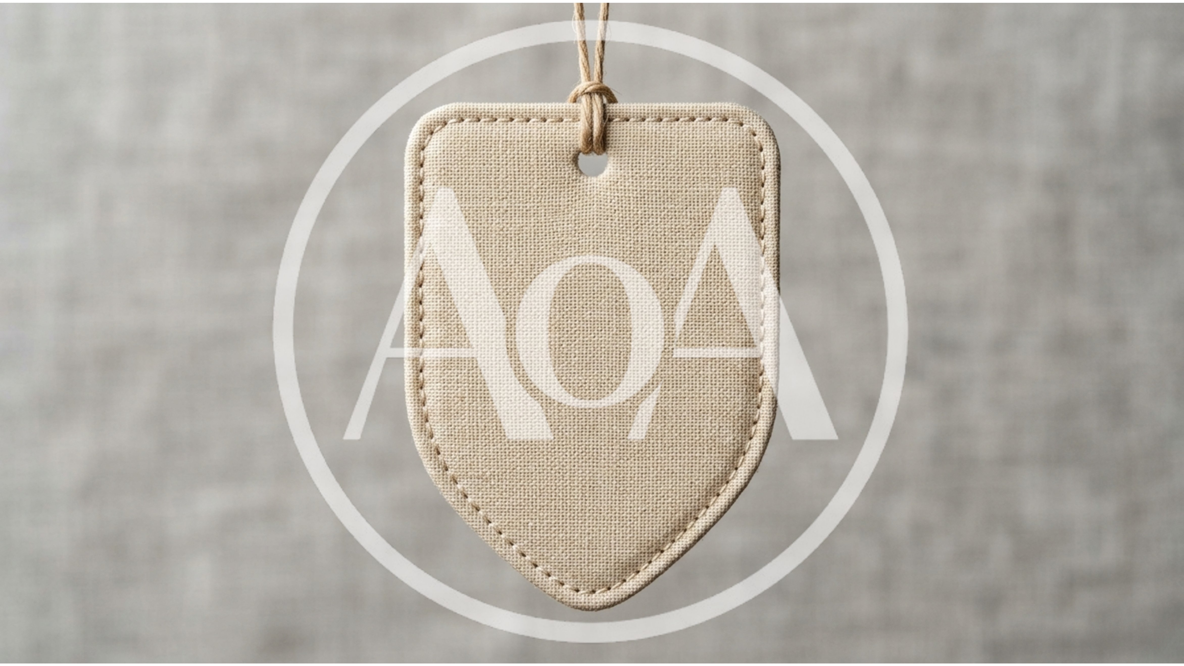 Blank Beige Fabric Shield Shaped Tag Hanging