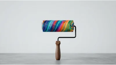 Paint Roller With Colorful Swirled Pattern