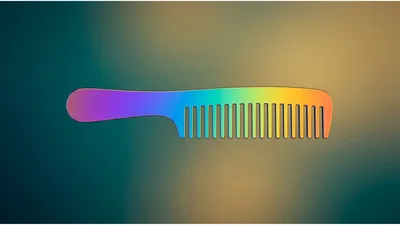 Gradient Rainbow Colored Hair Comb On Blurred Background