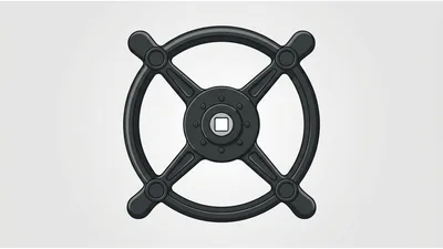 Black Industrial Valve Handwheel Illustration