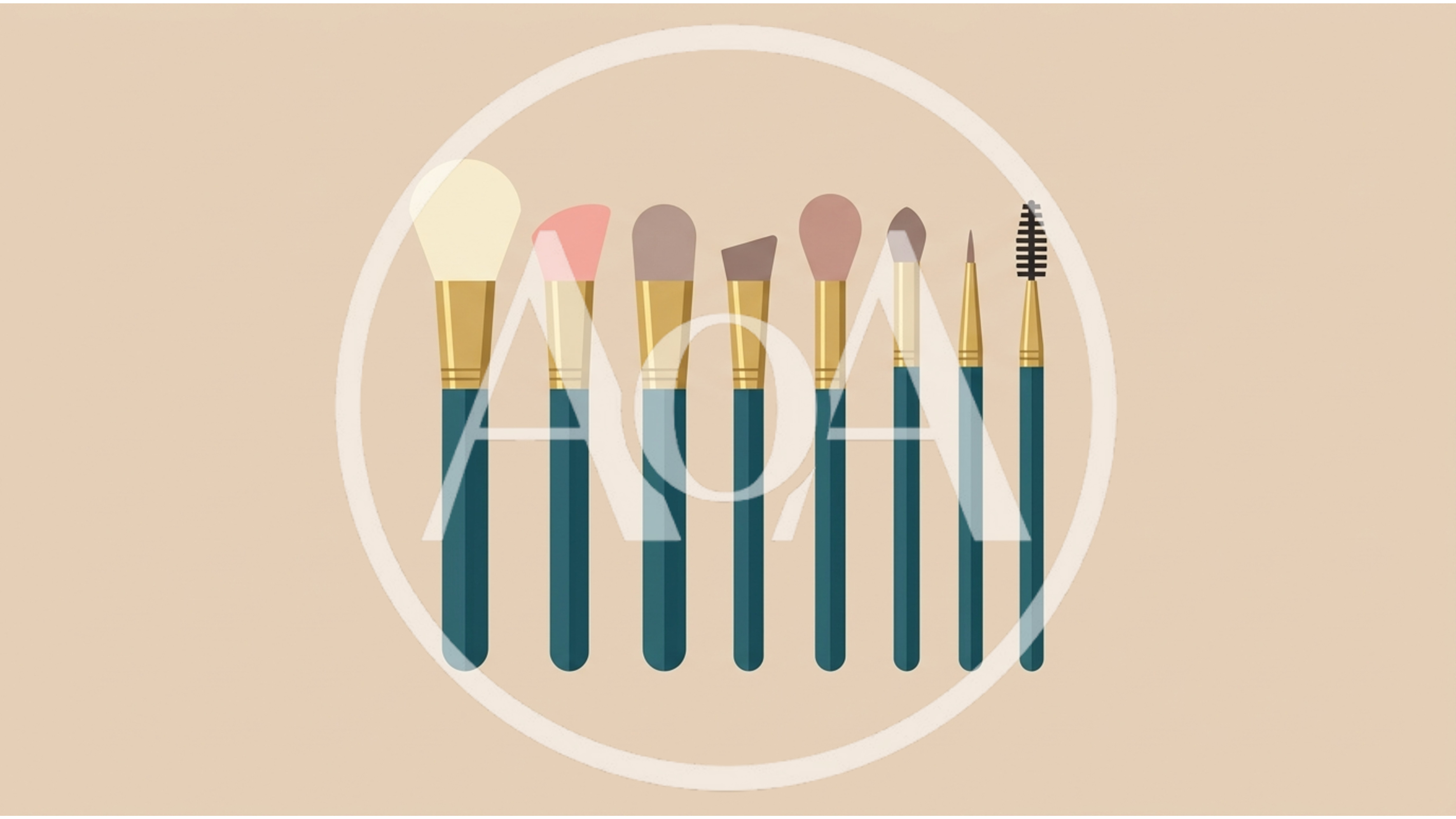 Set Of Eight Professional Makeup Brushes Illustration