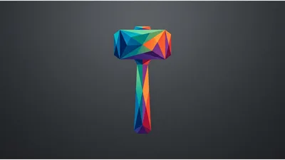 Low Poly Colorful Hammer Illustration