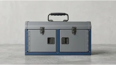 Industrial Metal Toolbox With Dual Compartments