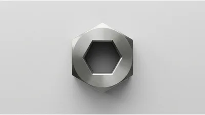 Top Down View Of A Brushed Metal Hex Nut