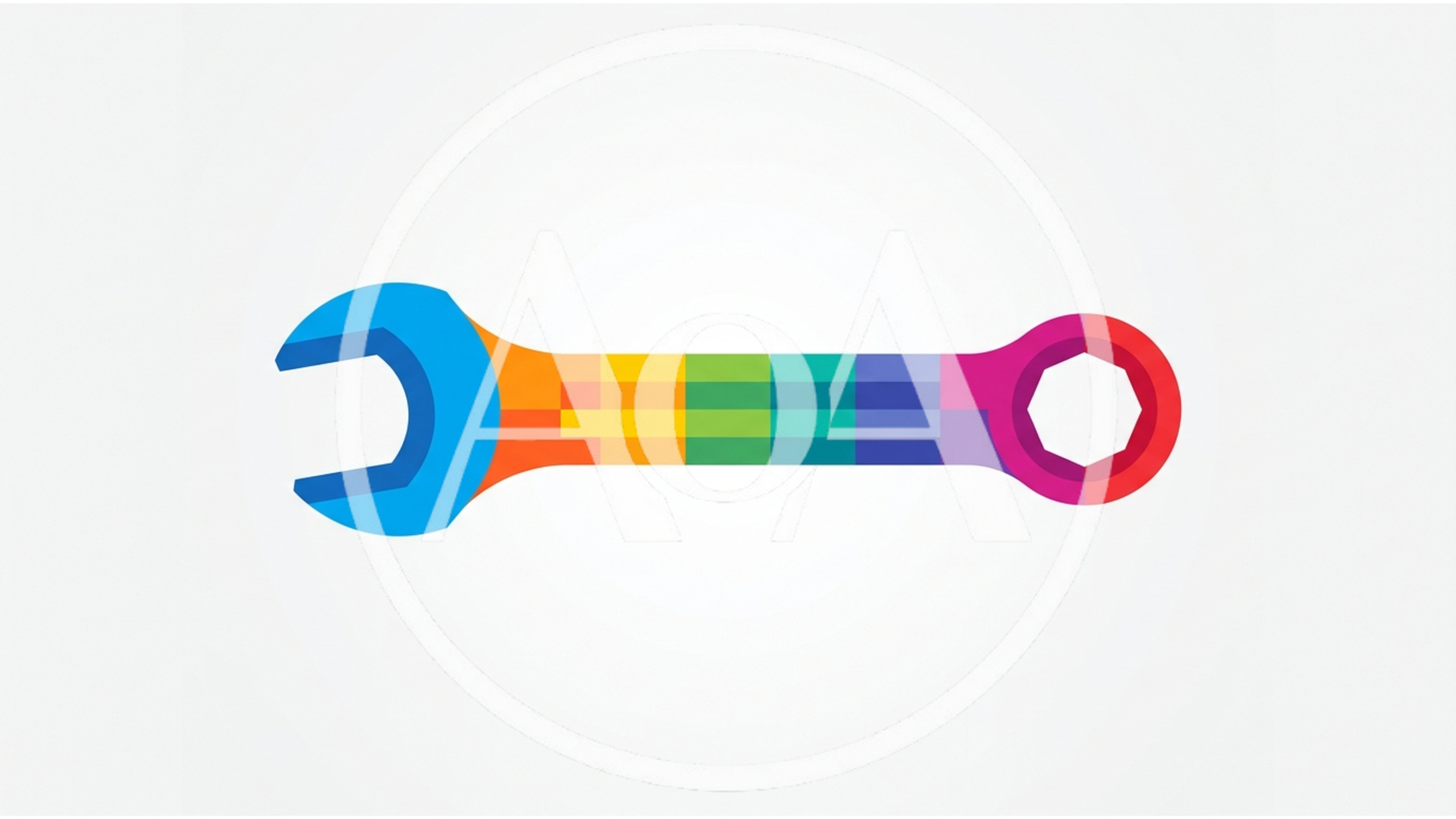 Colorful Pixelated Wrench Icon On White Background