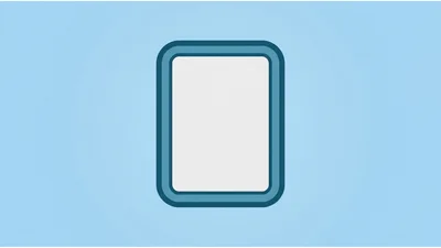 Minimalist Rectangular Frame Icon On Blue Background