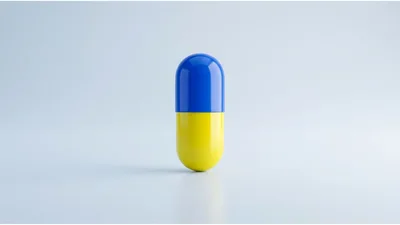 Blue And Yellow Medical Capsule Pill
