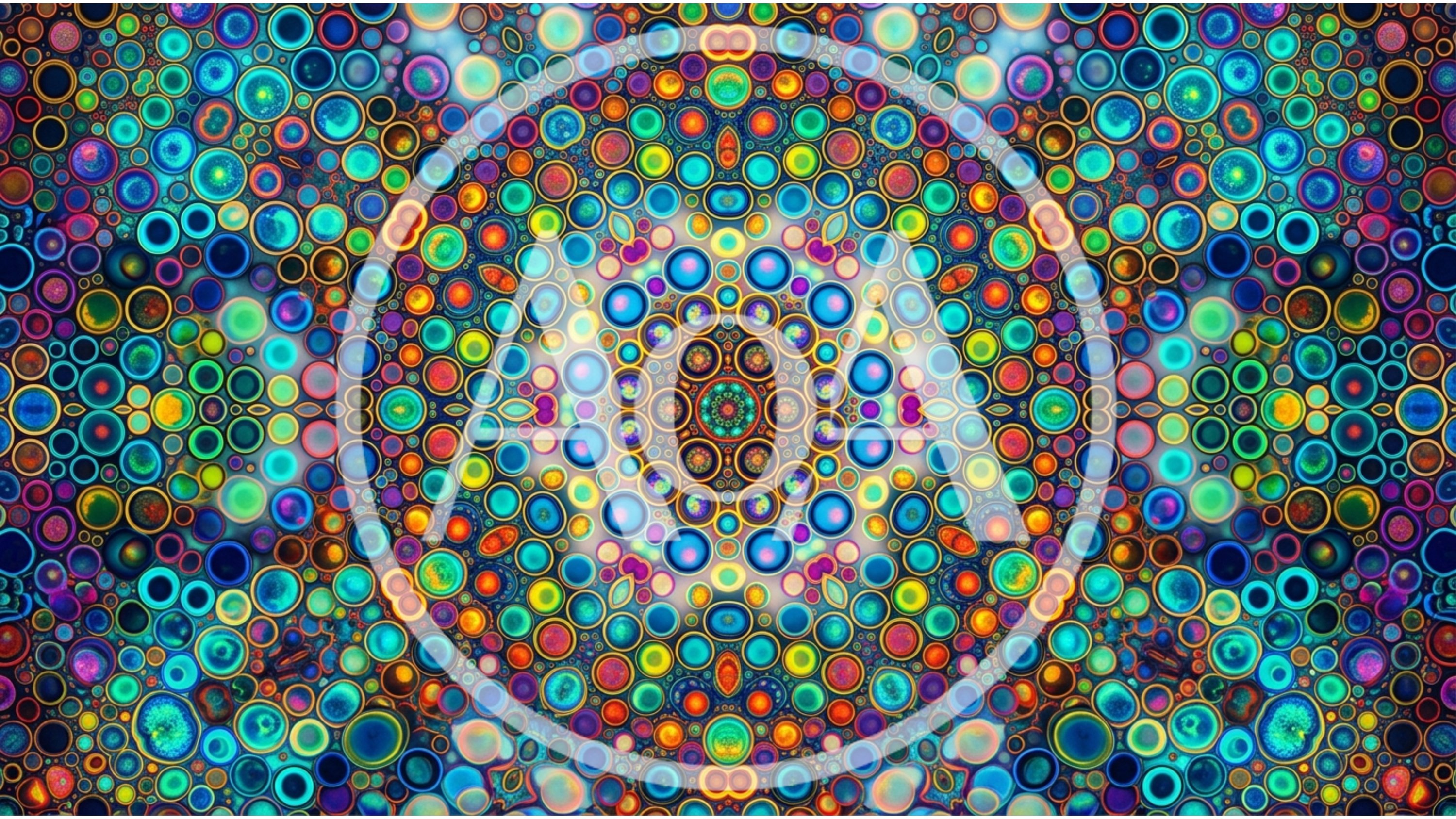 Abstract Psychedelic Kaleidoscope Pattern With Colorful Bubbles