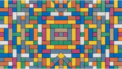 Geometric Pattern Of Colorful Interlocking Paving Stones