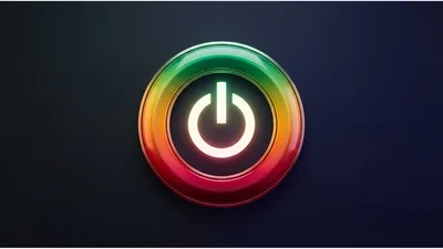 Glowing Power Button Icon With Gradient Ring