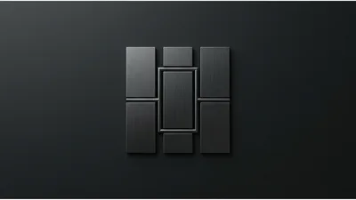 Abstract Metallic Geometric Logo Design On Dark Background