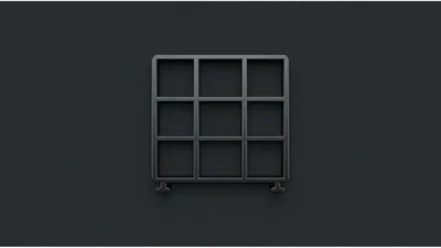 Minimalist Black Three By Three Grid Shelf Icon