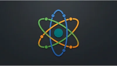Minimalist Atom Symbol Graphic On Dark Background