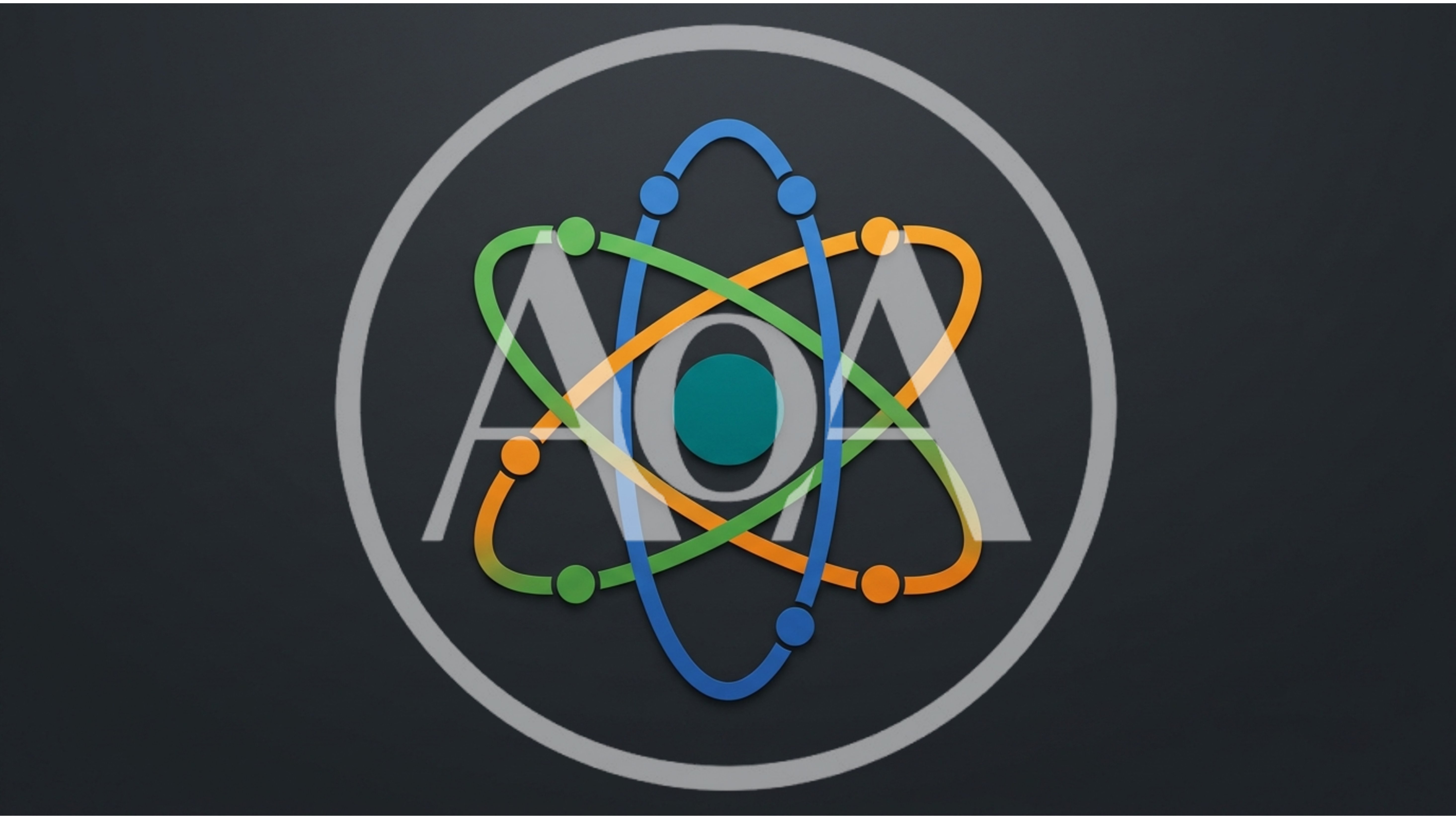 Minimalist Atom Symbol Graphic On Dark Background