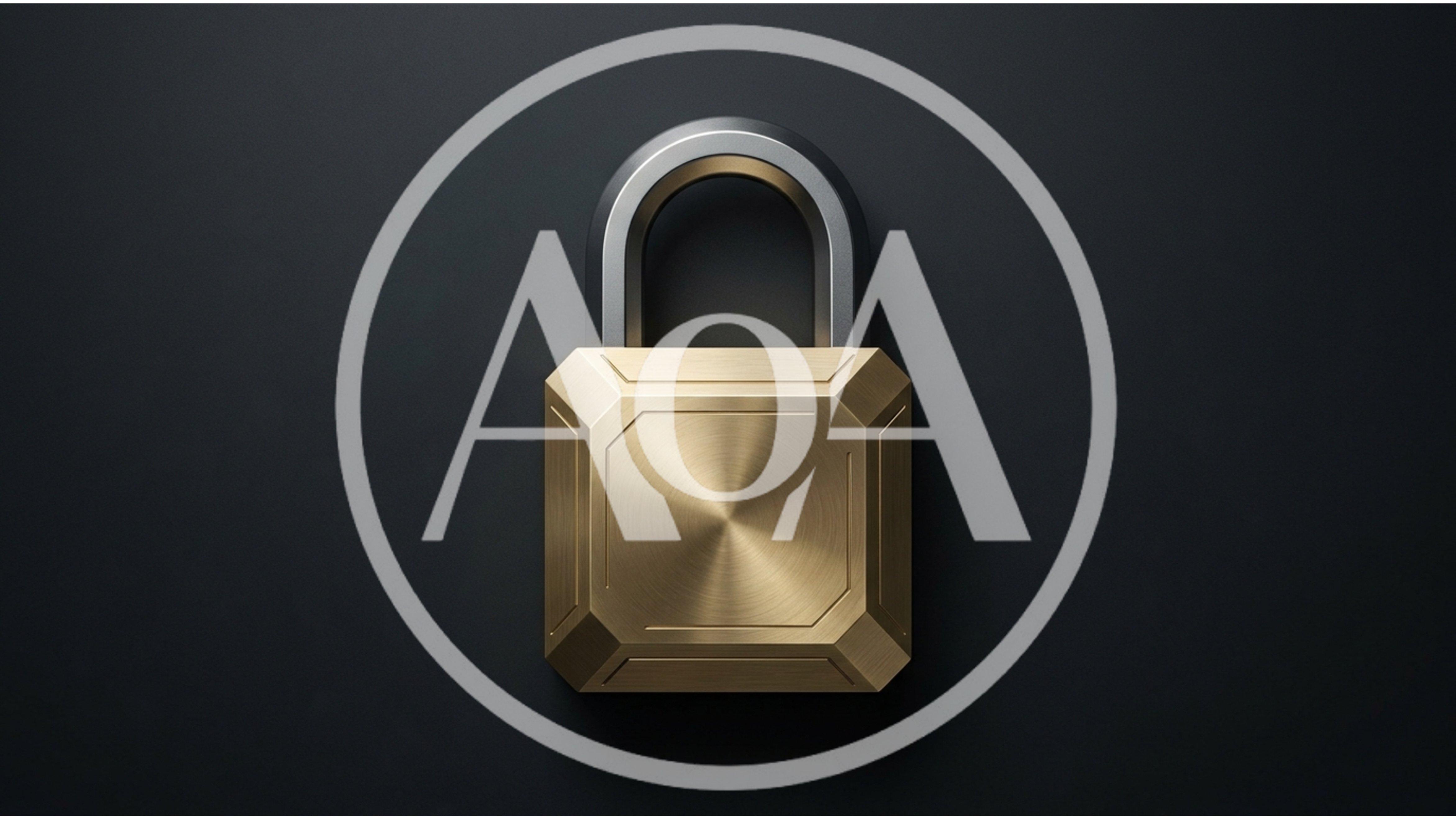 Minimalist Brushed Brass Padlock on Dark Background