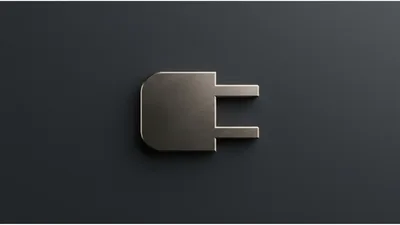 Metallic Electrical Plug Icon On Dark Background