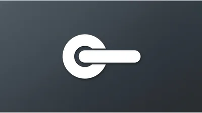Minimalist White Door Handle Icon On Dark Background