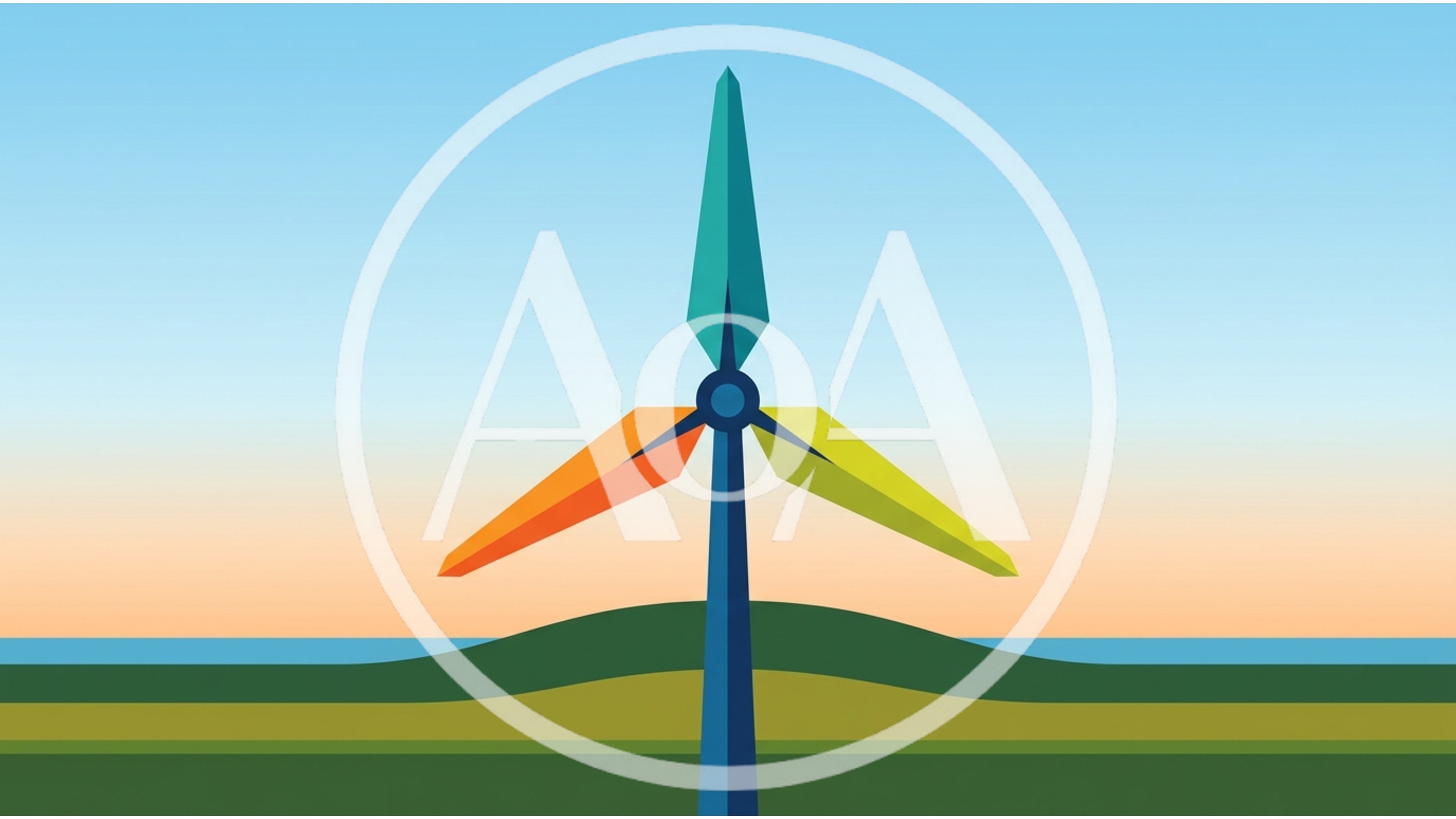 Minimalist Vector Illustration Of A Colorful Wind Turbine