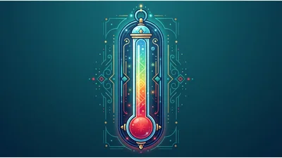Stylized Magical Thermometer Illustration With Vibrant Gradient
