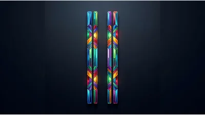 Abstract Geometric Pause Symbol With Vibrant Stained Glass Texture