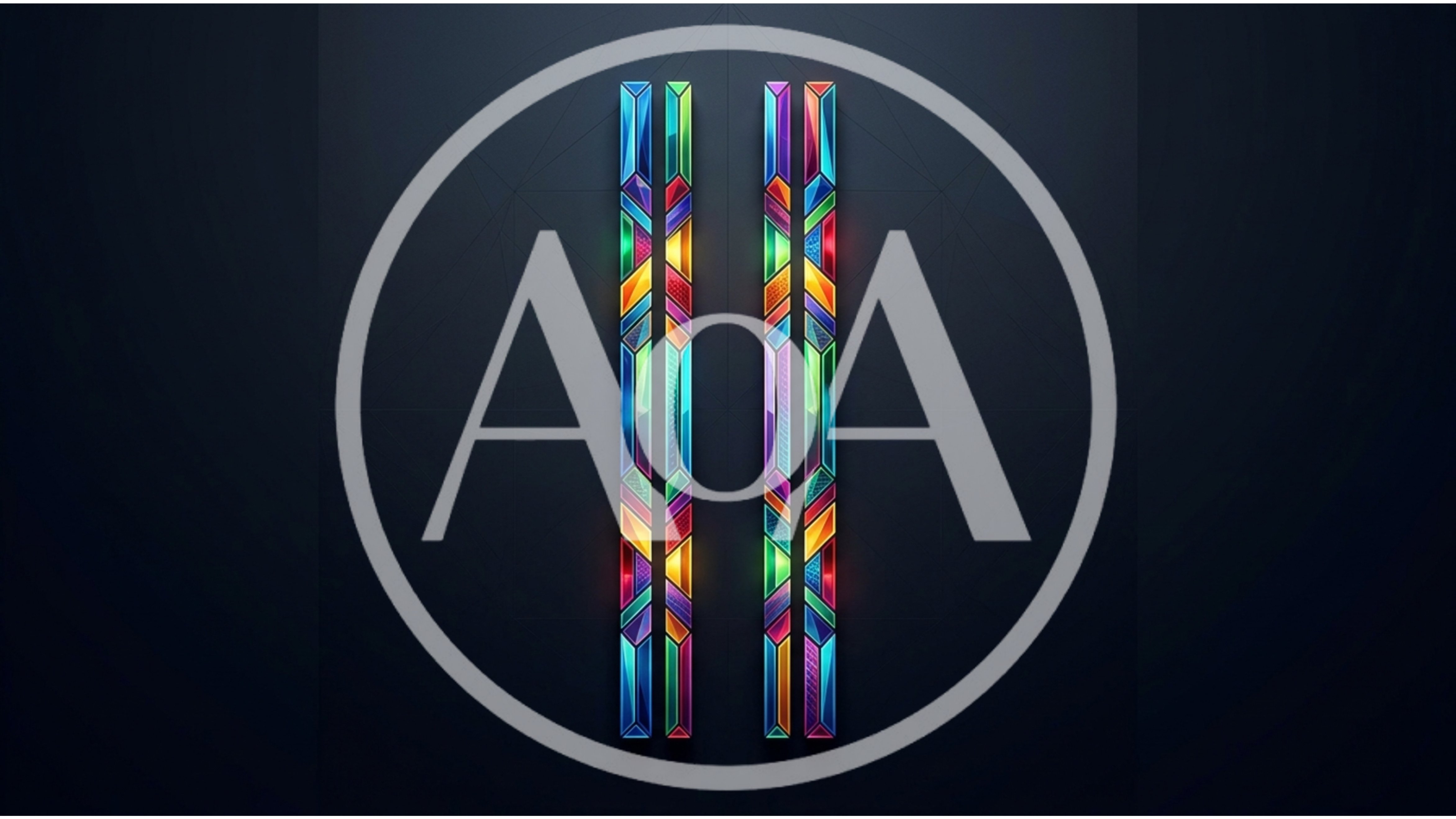 Abstract Geometric Pause Symbol With Vibrant Stained Glass Texture