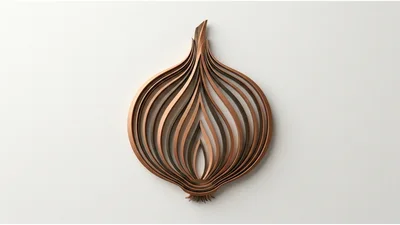Stylized 3D Metallic Onion Illustration