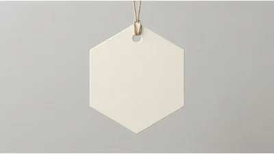 Blank Hexagonal Paper Tag Hanging On String