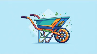 Stylized Colorful Wheelbarrow Illustration