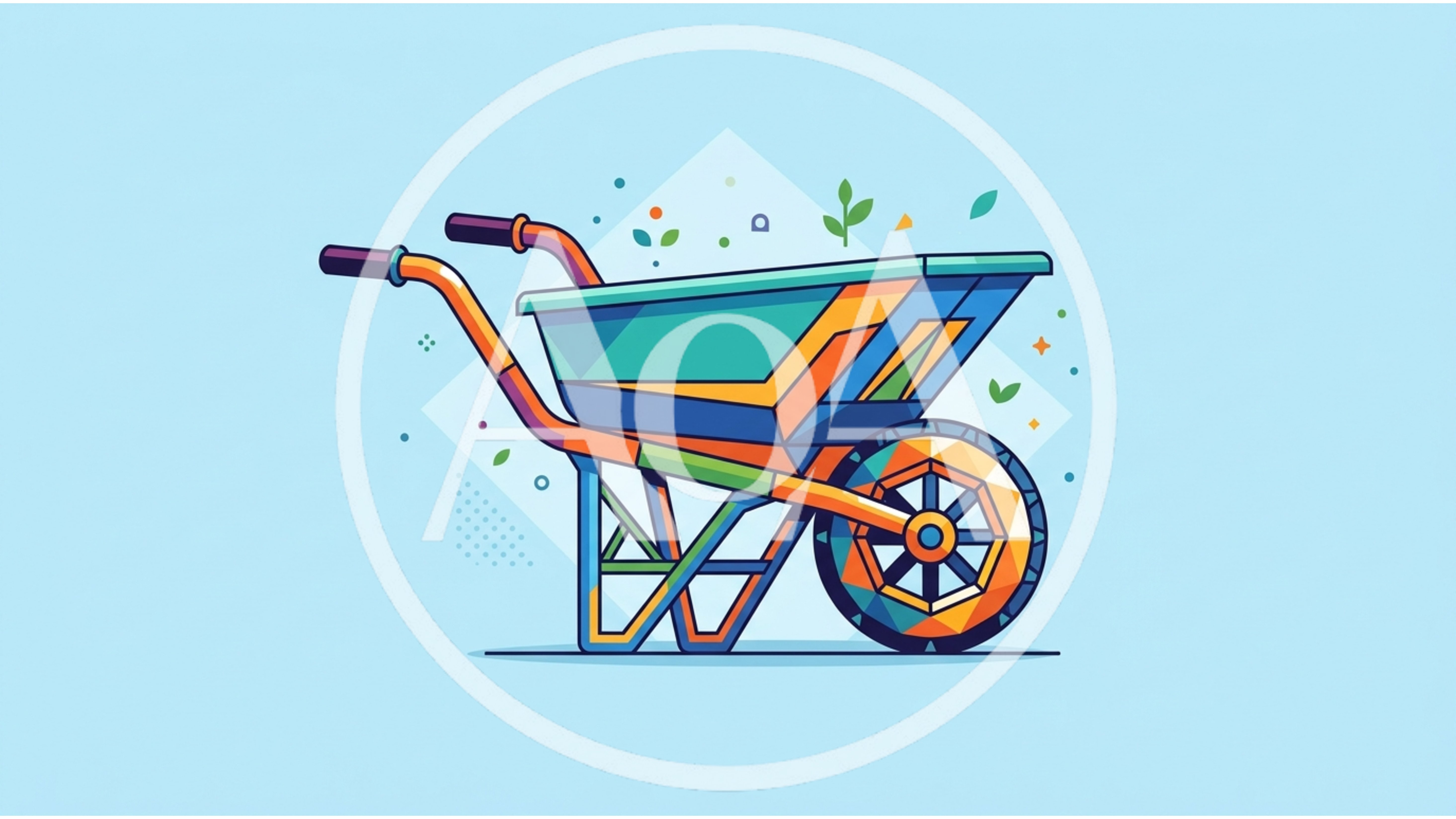 Stylized Colorful Wheelbarrow Illustration
