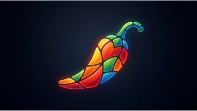 Stained Glass Style Colorful Chili Pepper Illustration