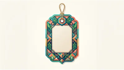 Decorative Ornamental Tag With Floral Pattern