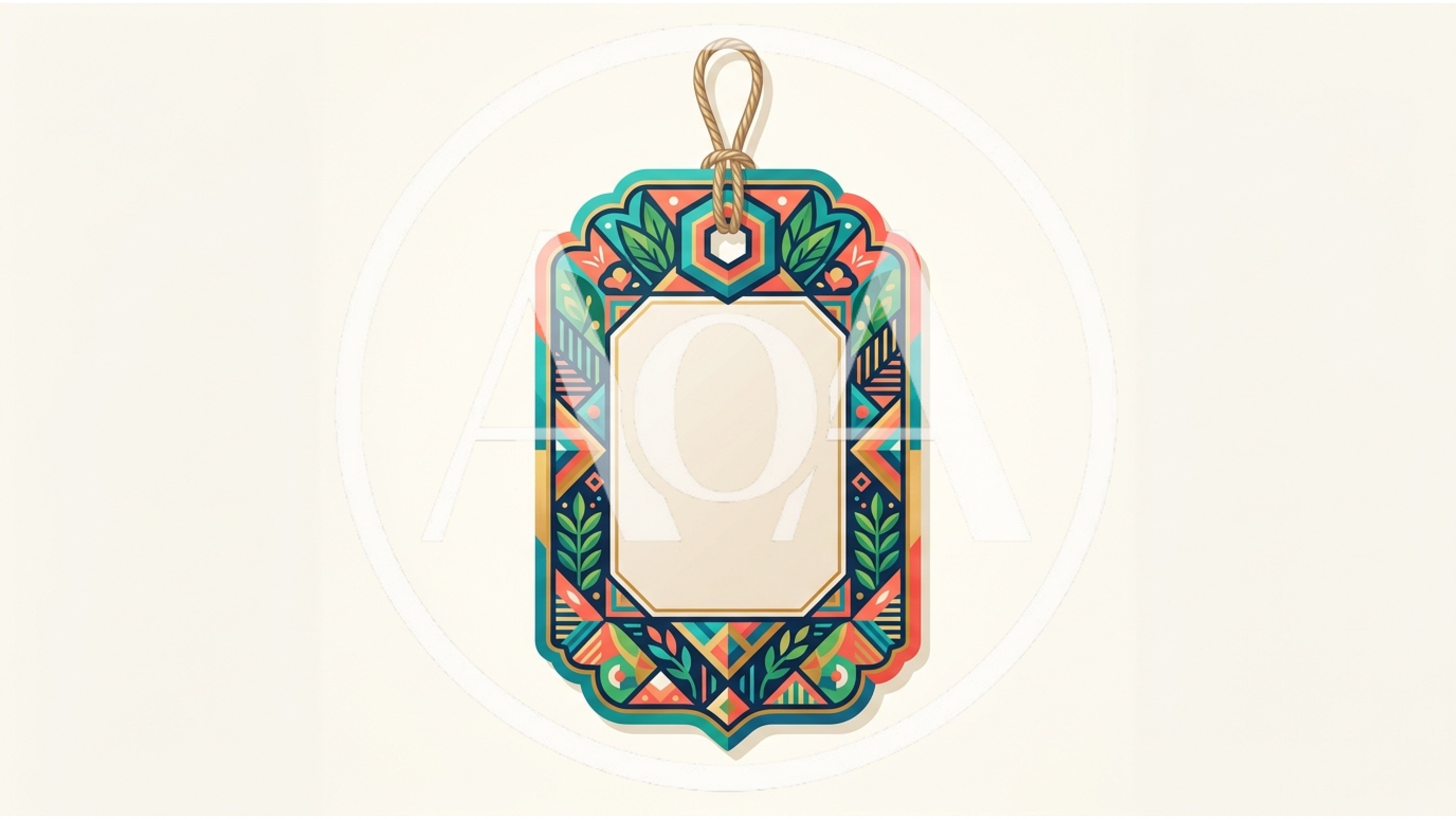 Decorative Ornamental Tag With Floral Pattern