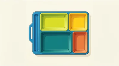 Empty Colorful Plastic Bento Lunch Tray