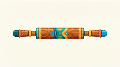 Decorative Wooden Rolling Pin With Colorful Pattern