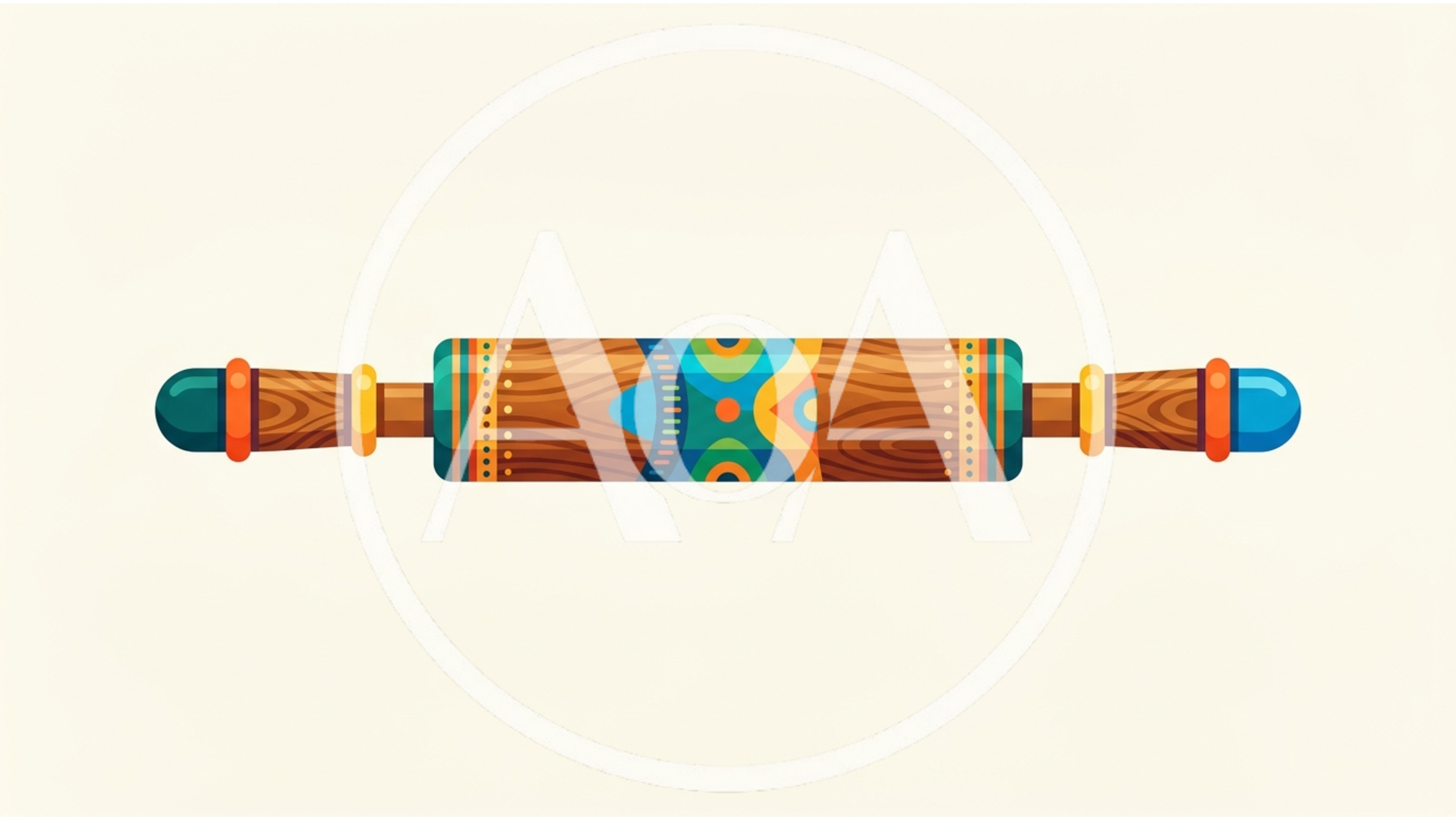 Decorative Wooden Rolling Pin With Colorful Pattern