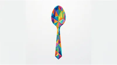 Geometric Low Poly Colorful Spoon Illustration