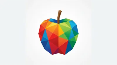 Low Poly Geometric Apple Illustration