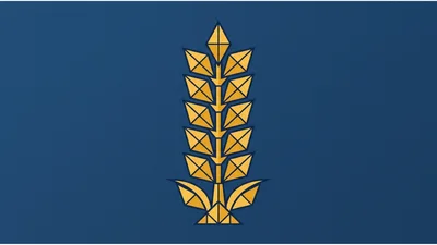 Geometric Wheat Stalk Icon On Blue Background