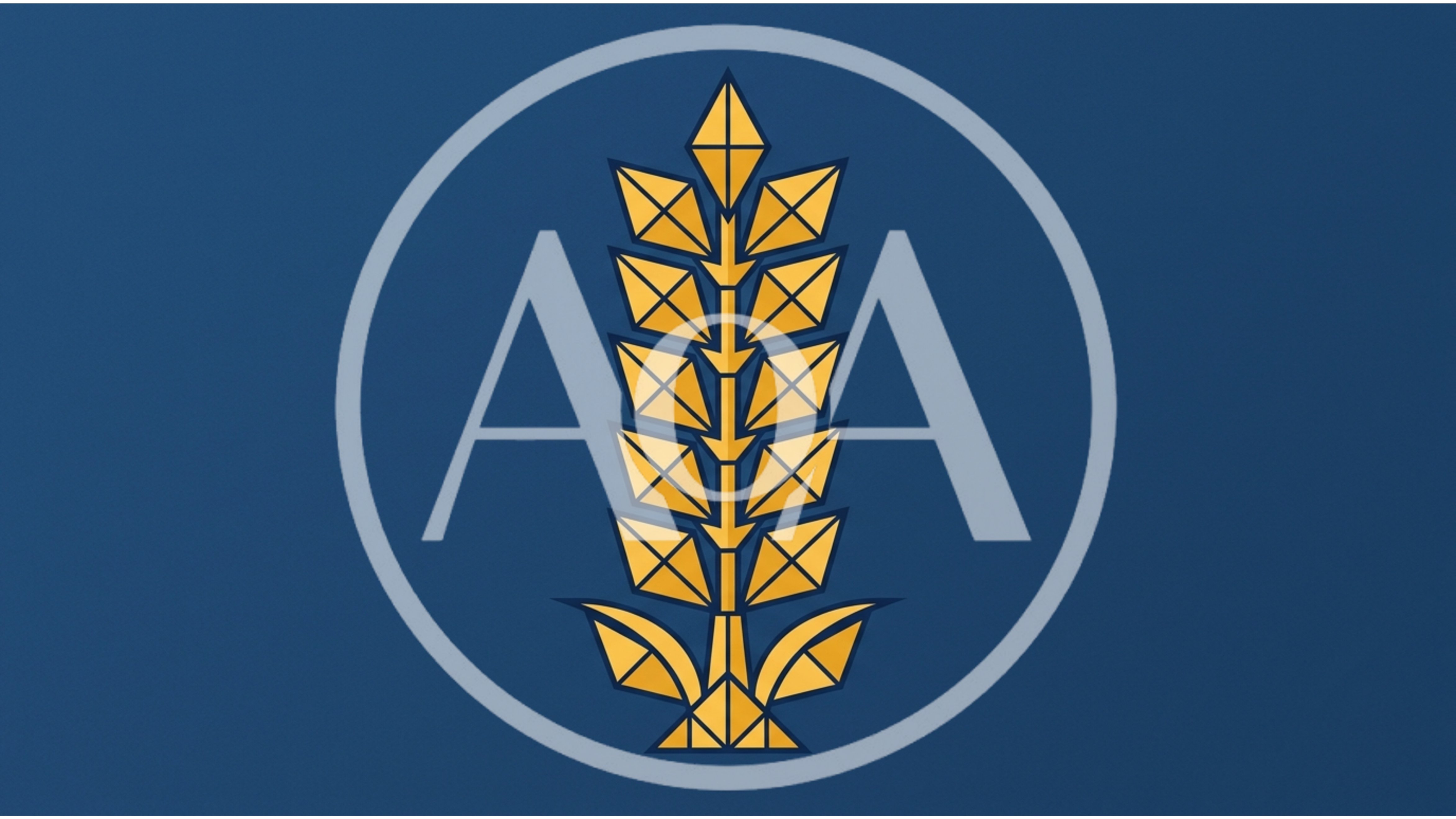 Geometric Wheat Stalk Icon On Blue Background
