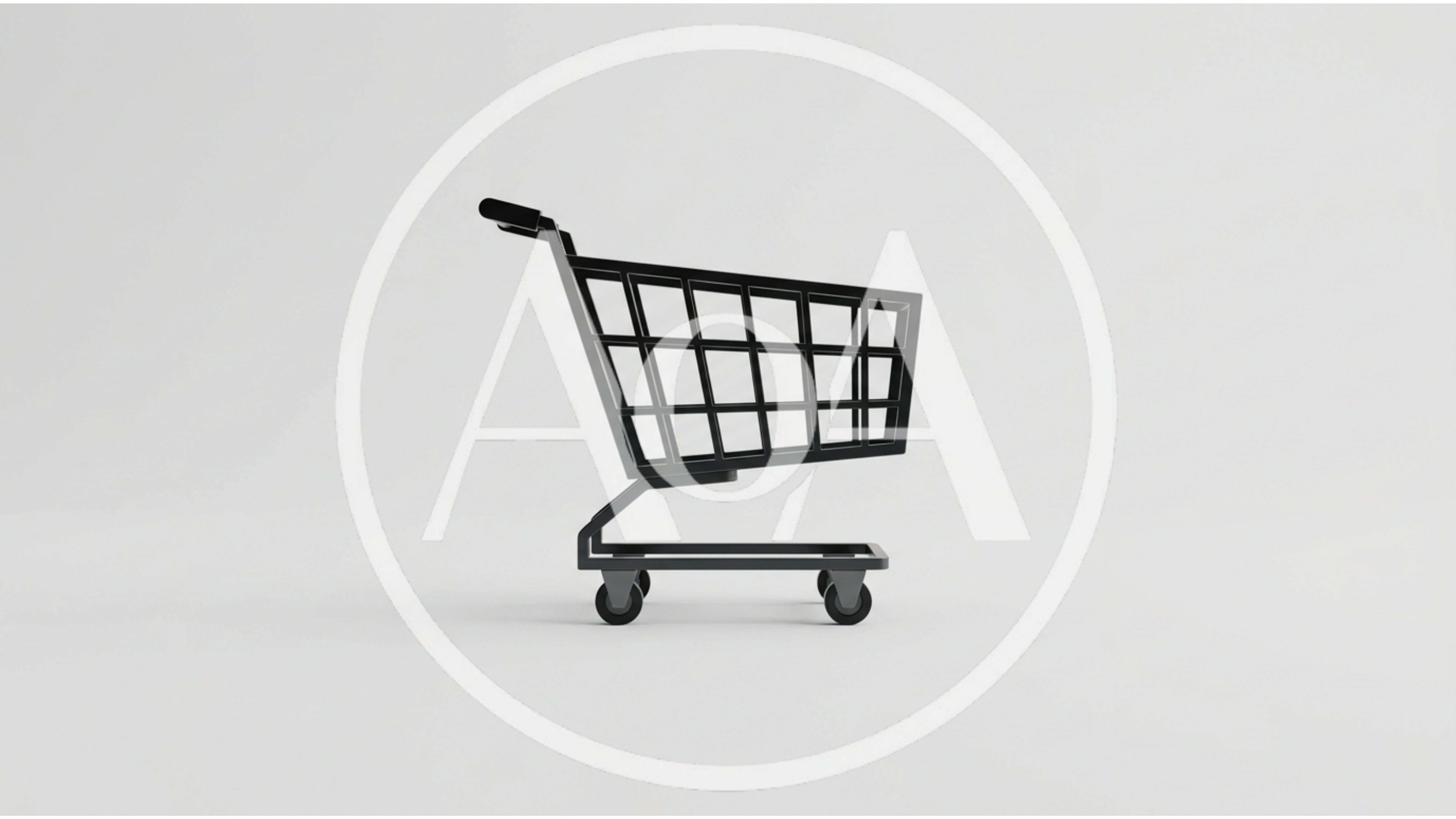 Minimalist Black Shopping Cart On White Background