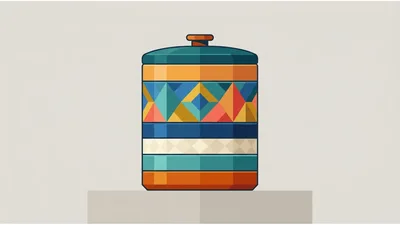 Decorative Cylindrical Container With Geometric Pattern